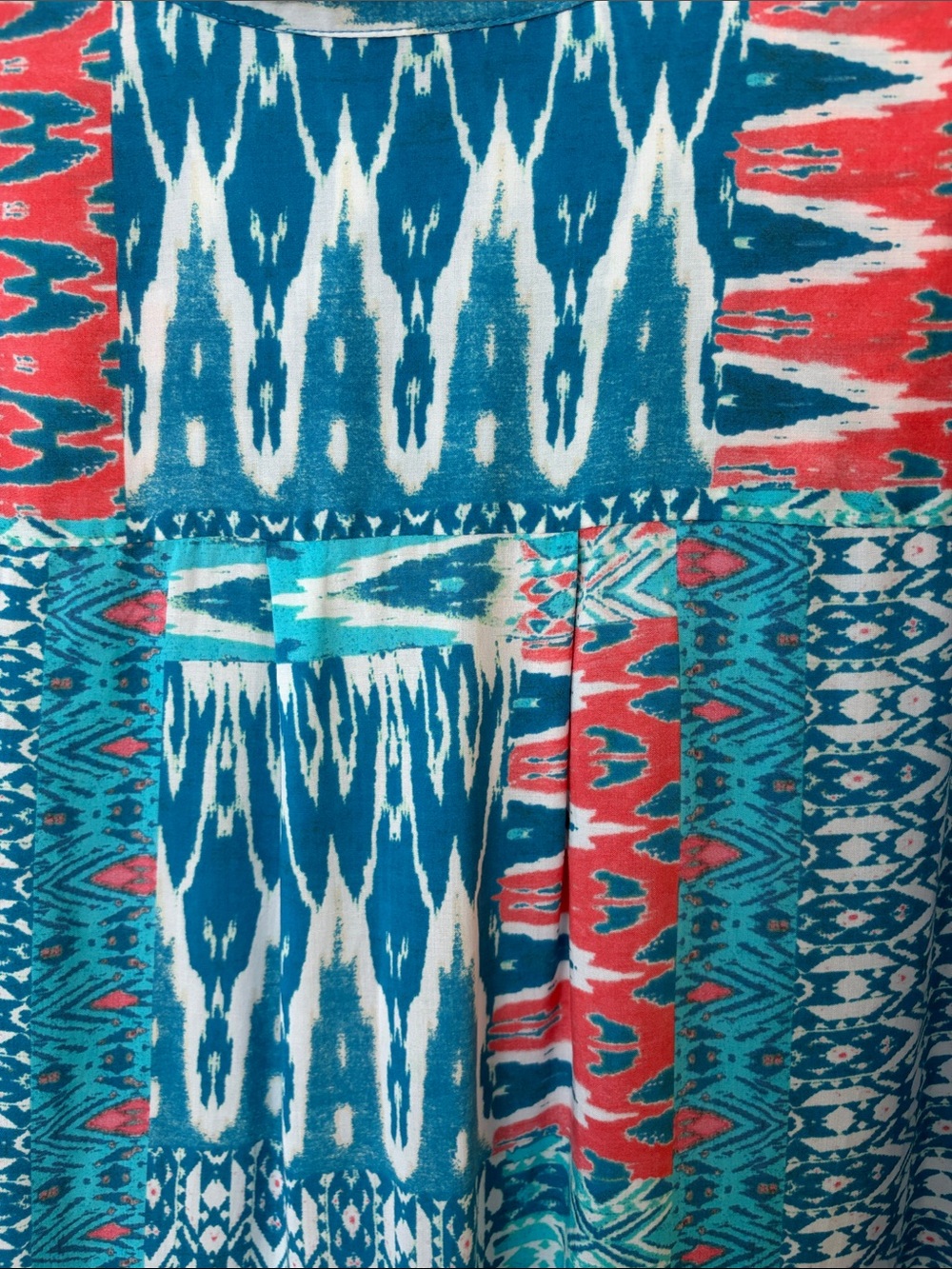 Tolani Turquoise Blue & Coral Patterned Midi Dress - Picture 10 of 12